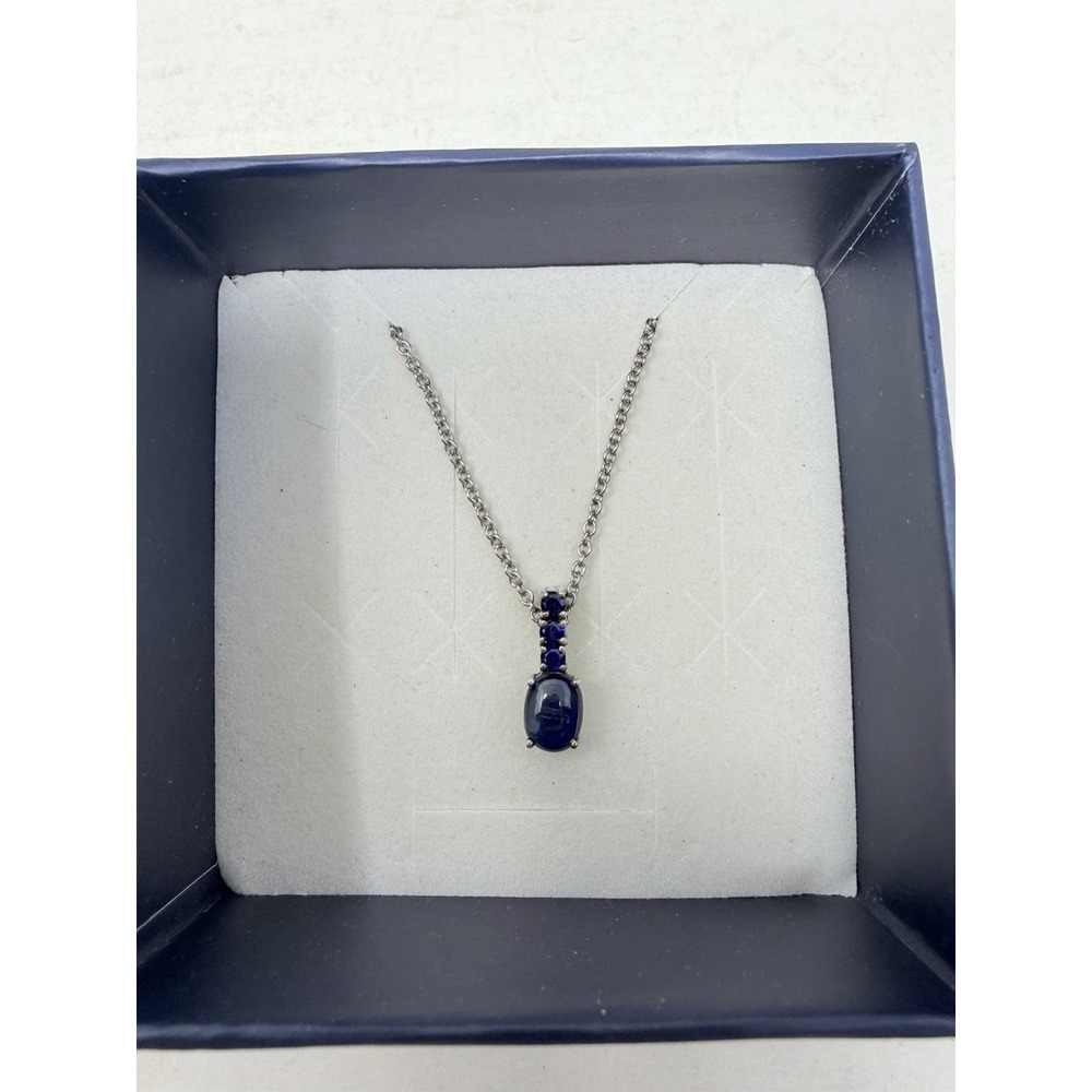 Shop LC Himalayan Kyanite/Lab Created Blue Sapphire Oval Pendant & Chain 5449
